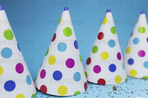 Different Christmas decorations on the blue background.