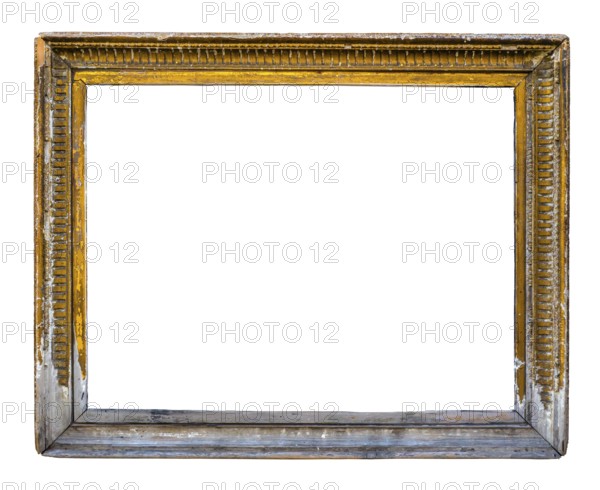 Isolated Grungy Rustic Ornate Peeling Gold Colored Art Frame