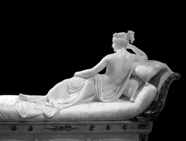 ROME, ITALY, AUGUST 24, 2021: Antonio Canova sculpture of Pauline Bonaparte, his masterpiece located in Villa Borghese