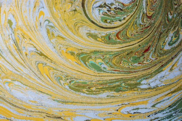 Beautiful abstract art of Ebru marbling painting techniques on water with acrylic paints