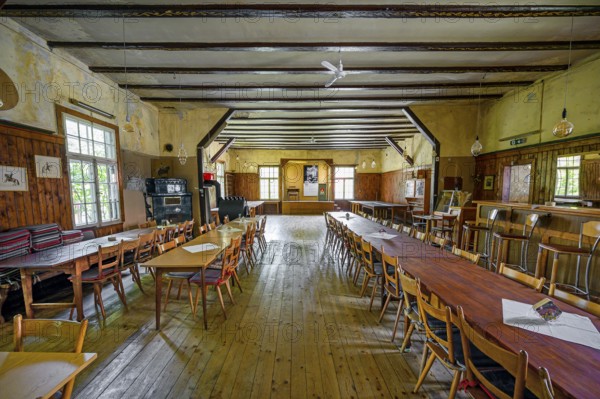 Historic ballroom in the Gasthof Adler, heritage-protected historic country inn, built around the year 1500, Großholzleute, Allgäu, Bavaria, Germany, Europe