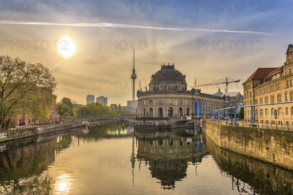 Berlin sunrise city skyline at Museum Island and Berline TV Tower, Berlin, Germany, Europe