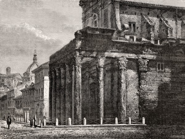 The Temple of Antoninus and Faustina, Rome, Italy, 19th Century, Europe