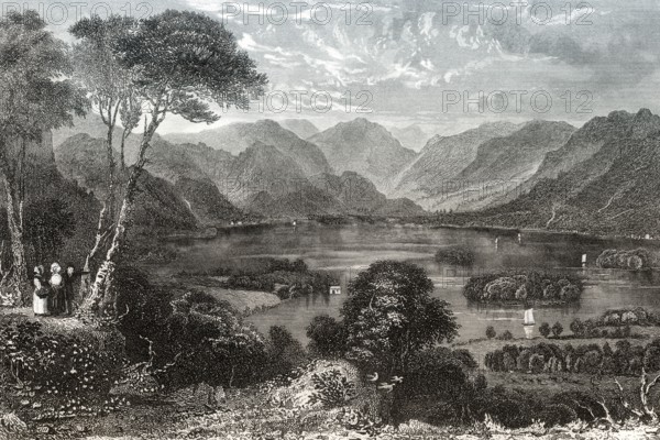 Derwentwater oder Derwent Water, Lake District National Park, Cumbria, Nordwestengland, 19.