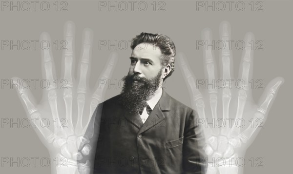 Portrait of Wilhelm Conrad Röntgen, 1845 – 1923, German mechanical engineer and physicist, digitally edited