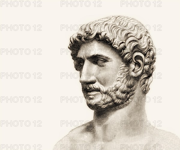 Hadrian or Publius Aelius Hadrianus Augustus, 76 - 138, Roman emperor, digitally edited