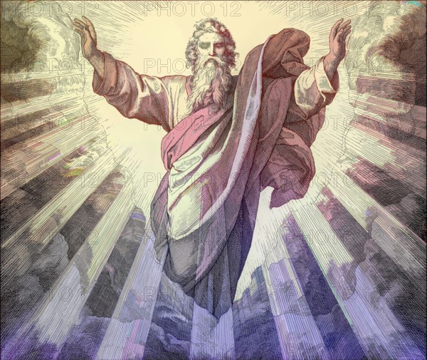 The Creation of Light, Old Testament, by Julius Schnorr von Carolsfeld, 1860, digitally altered