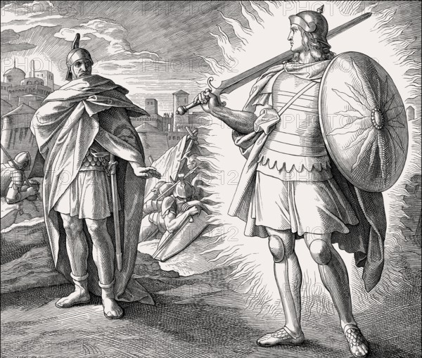 Joshua and the Angel, Old Testament, by Julius Schnorr von Carolsfeld, 1860