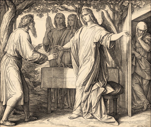 Abraham's Three Visitors, Old Testament, by Julius Schnorr von Carolsfeld, 1860