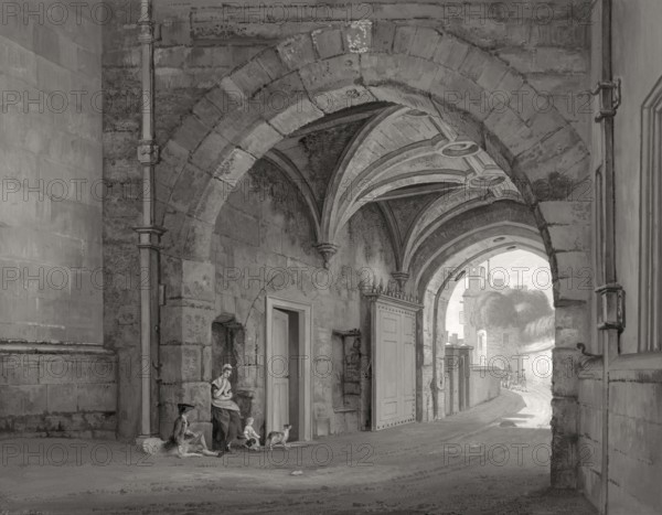 Norman Gate at Windsor Castle, 1767, royal residence at Windsor, Berkshire, England, UK, after Paul Sandby RA