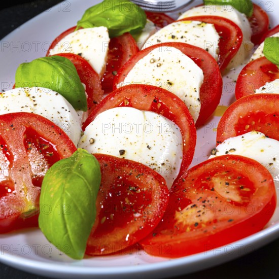 Tomatoes with mozzarella and basil