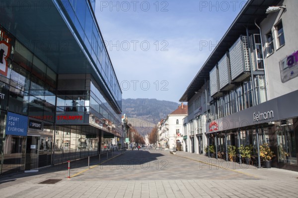 View from the main square to the Protestant church, Leoben, Styria, Austria, Europe