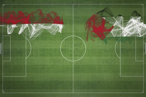 Monaco vs Palestine Soccer Match, national colors, national flags, soccer field, football game, Competition concept, Copy space