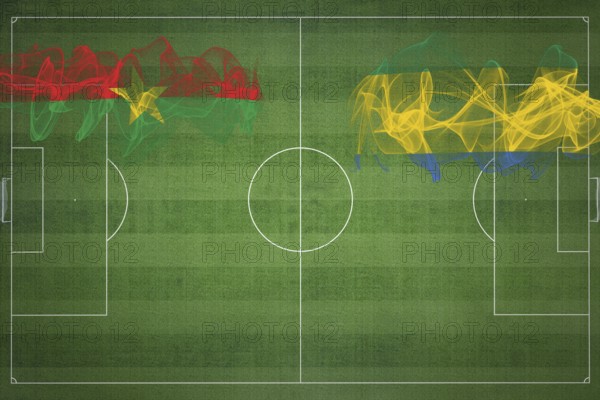 Burkina Faso vs Gabon Soccer Match, national colors, national flags, soccer field, football game, Competition concept, Copy space