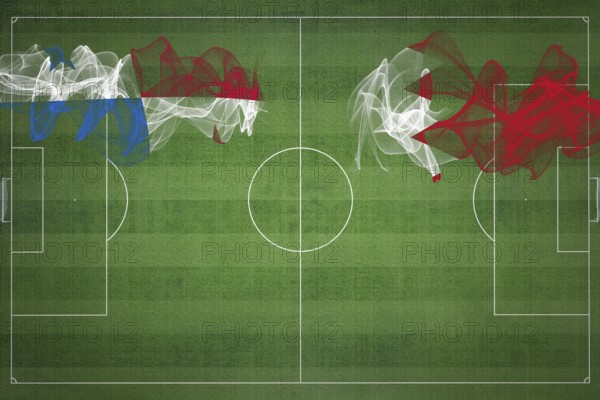 Panama vs Bahrain Soccer Match, national colors, national flags, soccer field, football game, Competition concept, Copy space