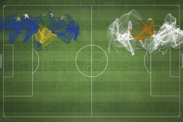 Kosovo vs Cyprus Soccer Match, national colors, national flags, soccer field, football game, Competition concept, Copy space