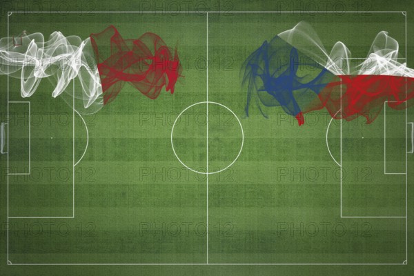 Malta vs Czech Republic Soccer Match, national colors, national flags, soccer field, football game, Competition concept, Copy space