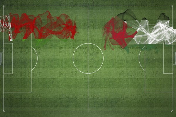 Belarus vs Palestine Soccer Match, national colors, national flags, soccer field, football game, Competition concept, Copy space