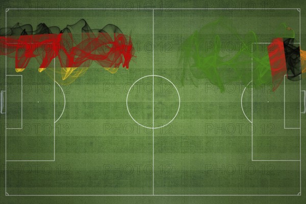 Germany vs Zambia Soccer Match, national colors, national flags, soccer field, football game, Competition concept, Copy space
