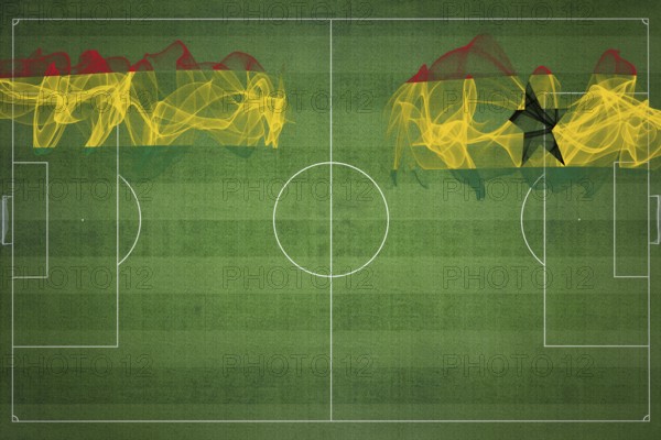 Bolivia vs Ghana Soccer Match, national colors, national flags, soccer field, football game, Competition concept, Copy space