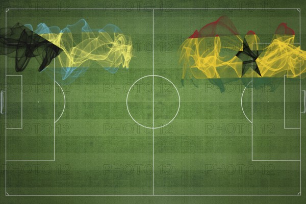 Bahamas vs Ghana Soccer Match, national colors, national flags, soccer field, football game, Competition concept, Copy space