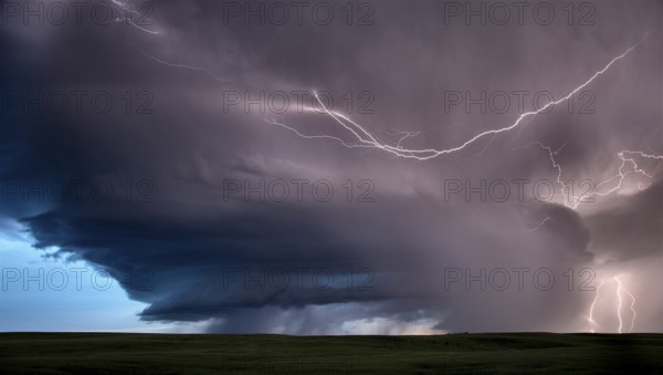 Lightning Storm Clouds Canada Saskatchewan Dramatic Summer