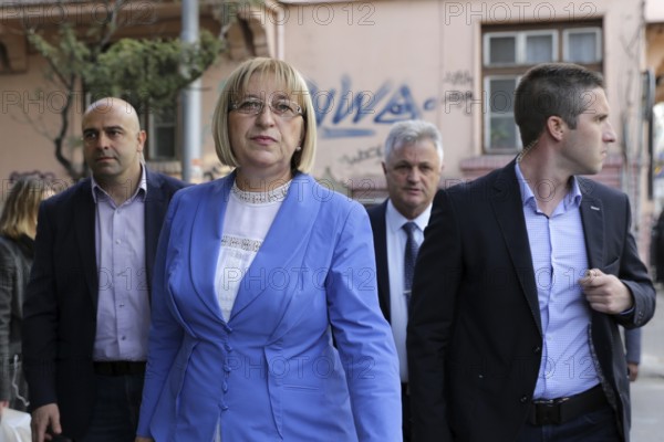Sofia, Bulgaria - November 7, 2016: The presidential candidate of Bulgaria's ruling centre-right GERB party Tsetska Tsacheva goes to meet with other parties before the second round of the elections