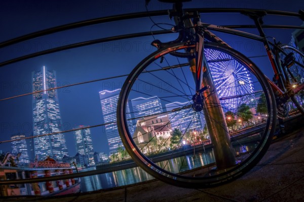 Yokohama Cycling night (road bike). Shooting Location: Yokohama-city kanagawa prefecture