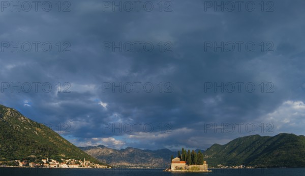 The old fishing town of Perast on the shore of Kotor Bay in Montenegro