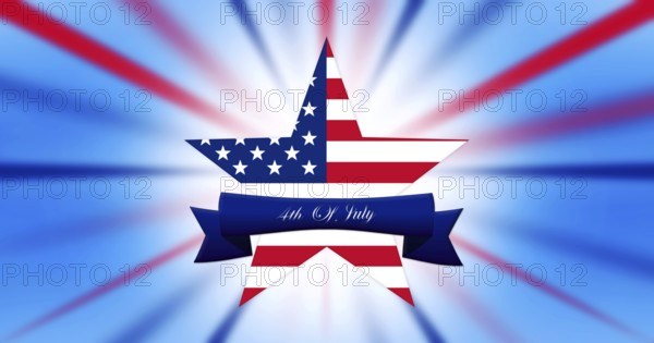 Happy 4th of July. Independence Day, Star With United States of America Flag White Abstract Background illustration