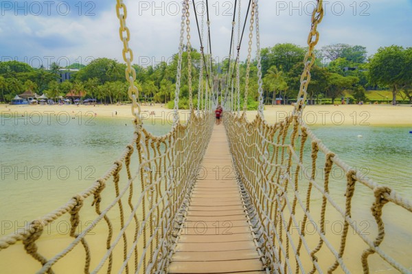 Suspension bridge of Singapore Sentosa Island. Shooting Location: Singapore