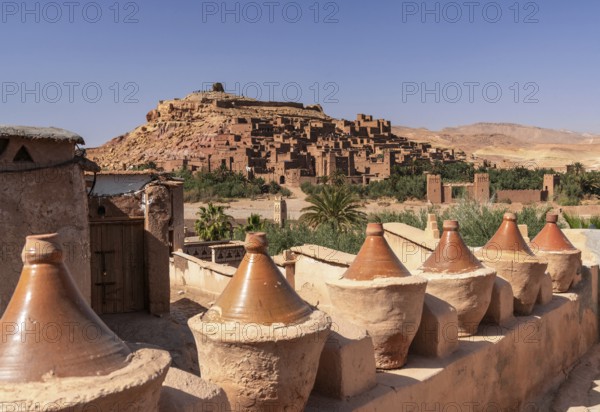 Ait Benhaddou, Morocco, 14 March, 2024: view of the earthen clay village of Ait Benhaddou in southern Morocco, Africa