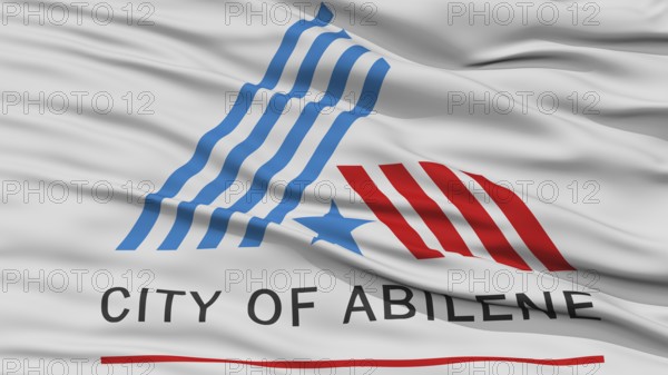 Closeup of Abilene City Flag, Waving in the Wind, Texas State, United States of America
