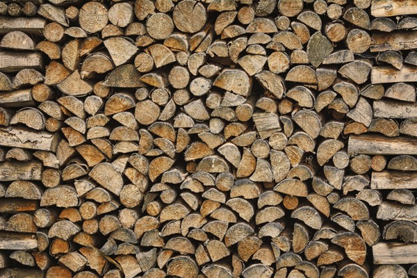 Natural Background of Stack of Wood Bolsternang, Germany, Europe