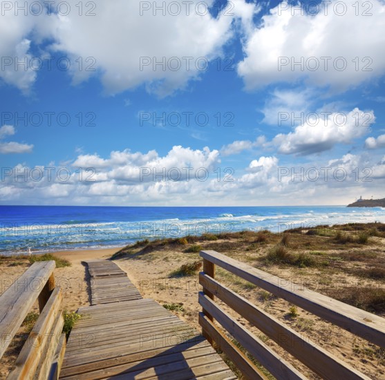 Cullera Dosel beach Mediterranean sea in Valencia of Spain