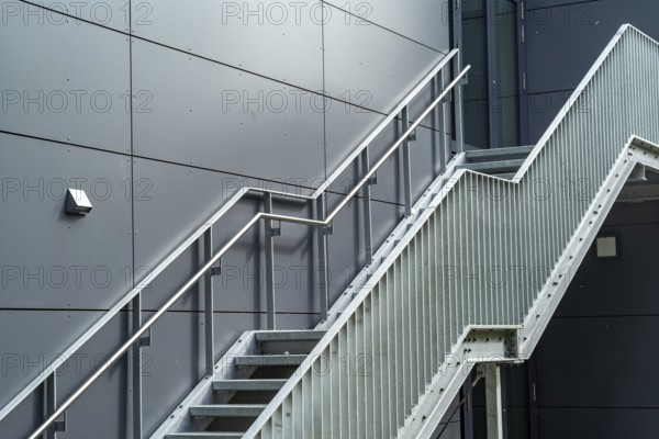 Hot-dip galvanized external staircase on a modern building
