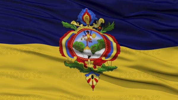 Closeup Tegucigalpa City Flag, Capital City of Honduras, Waving in the Wind