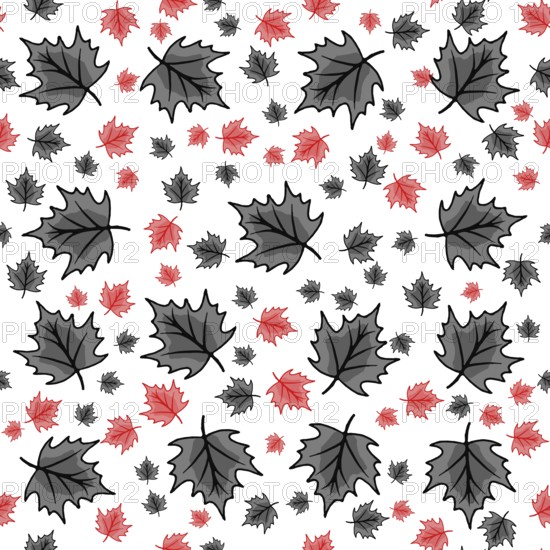 Red and black modern autumn chestnut leaf seamless wallpaper design