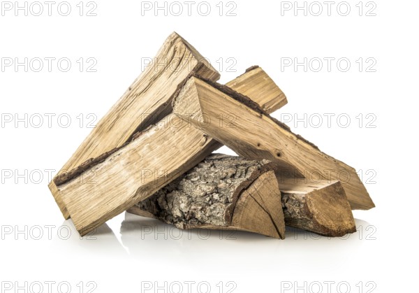 Pile of pine firewoods isolated on a white background