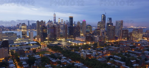 It's hard to tell where Jersey City and and Manhattan begins before sunrise