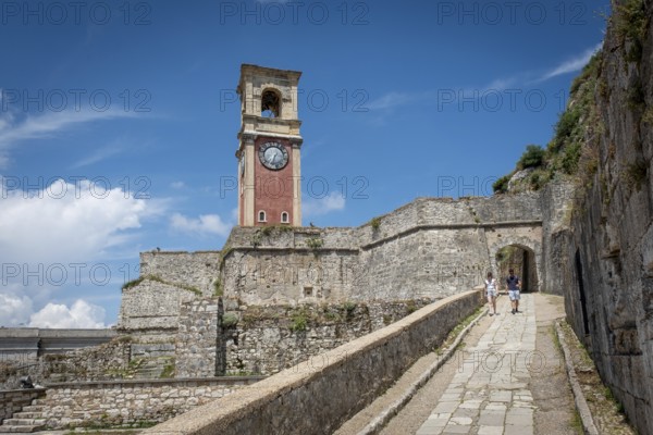 The old Venetian fortress in Corfu Town on the Greek island of Corfu in the Ionian Sea, known for its pastel-colored Venetian architecture