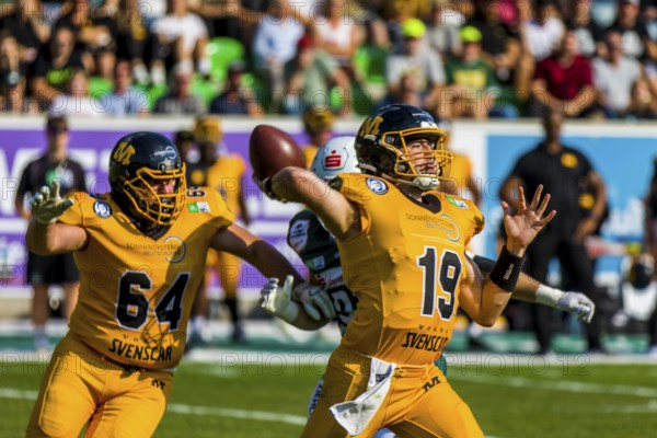 German Football League, Game: Schwäbisch Hall Unicorns, Munich Cowboys in the Optima Sportpark in Schwäbisch Hall Germany on 03. Aug. 2024