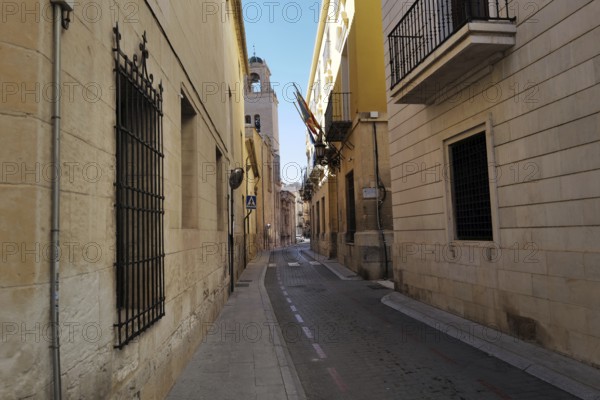 A street in Orihuela on a sunny winter's morning. Orihuela, Spain, Europe