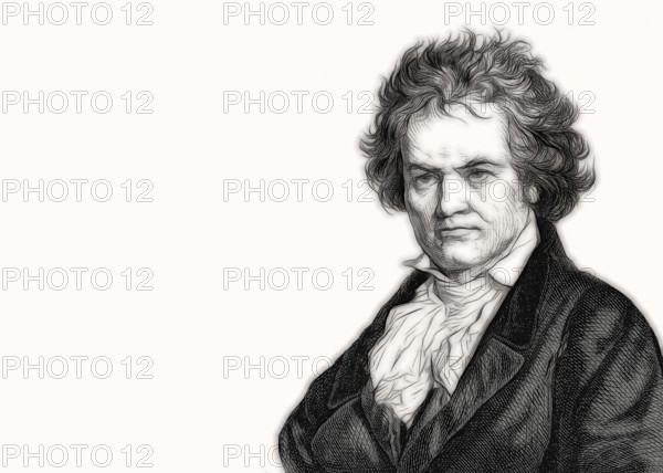 Ludwig van Beethoven, 1770 -1827, German composer, digitally altered