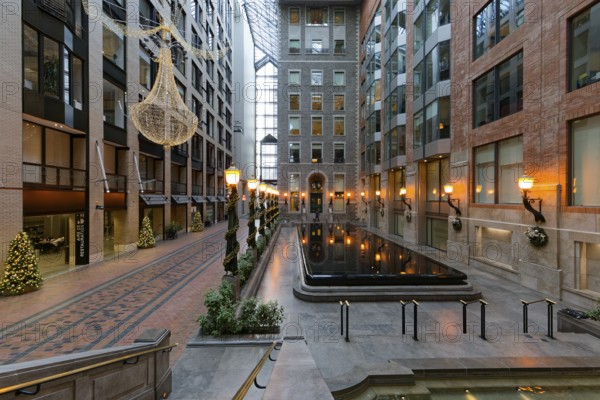 Architecture, festive decoration in the World Trade Centre, Montreal, Province of Quebec, Canada, North America