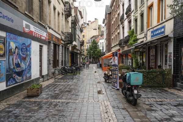 Ixelles, Brussels Capital Region, Belgium, 06 05 2022- The Rue Longe Vie, a car free street with African restaurants, Europe