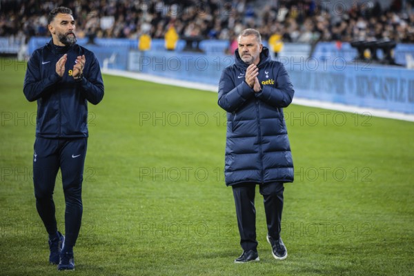 MELBOURNE, AUSTRALIA, MAY 22: Mile Jedinak and Ange Postecoglou of Tottenham Hotspur after losing to Newcastle United during the Global Football Week at The Melbourne Cricket Ground on May 22, 2024 in Melbourne, Australia, Oceania