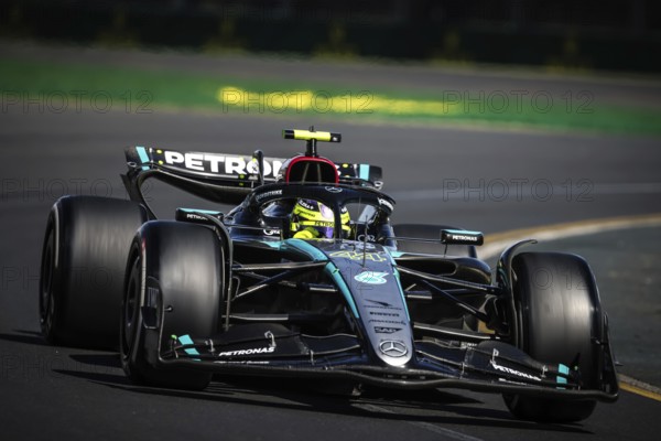 MELBOURNE, AUSTRALIA, MARCH 24: Lewis Hamilton of Great Britain drives the Mercedes AMG Petronas F1 Team W15 during the 2024 Australian Grand Prix at Albert Park in Melbourne, Australia, Oceania