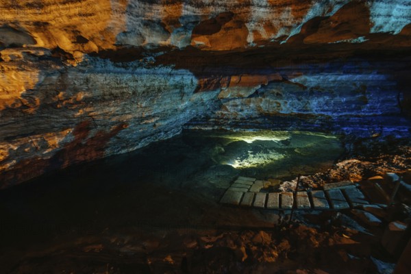The iconic and popular Engelbrecht Cave system which is a sinkhole underneath Mt Gambier CBD in South Australia, Australia, Oceania