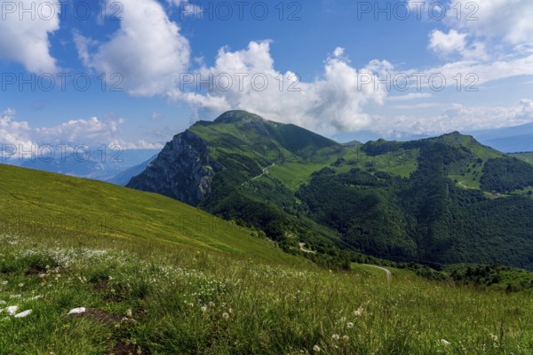 Panoramic view of the Monte Baldo mountains on Lake Garda in Italy